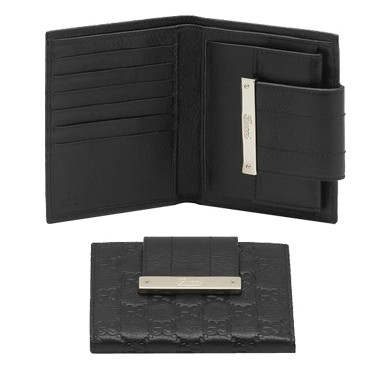 Noir Gucci Continental Porte-Monnaie Avec Logo Gravé Script Gucci